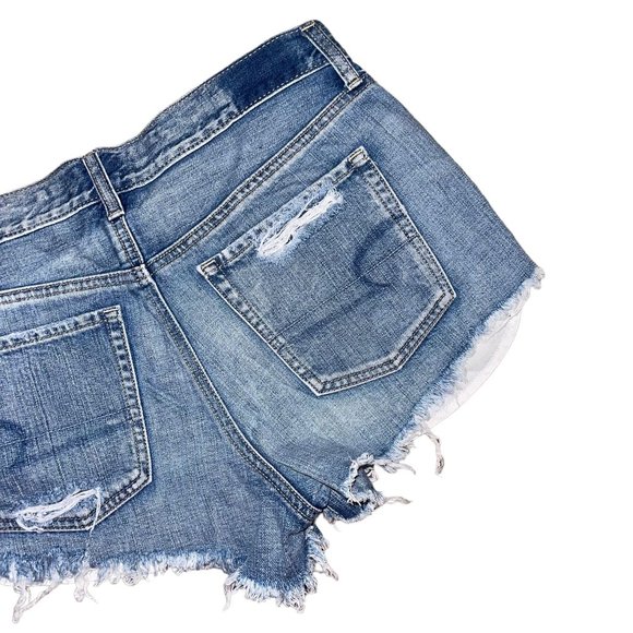 American Eagle Distressed Womens Shorts 6 Vtg Hi Rise Festival Bootie Button Fly - Picture 6 of 7